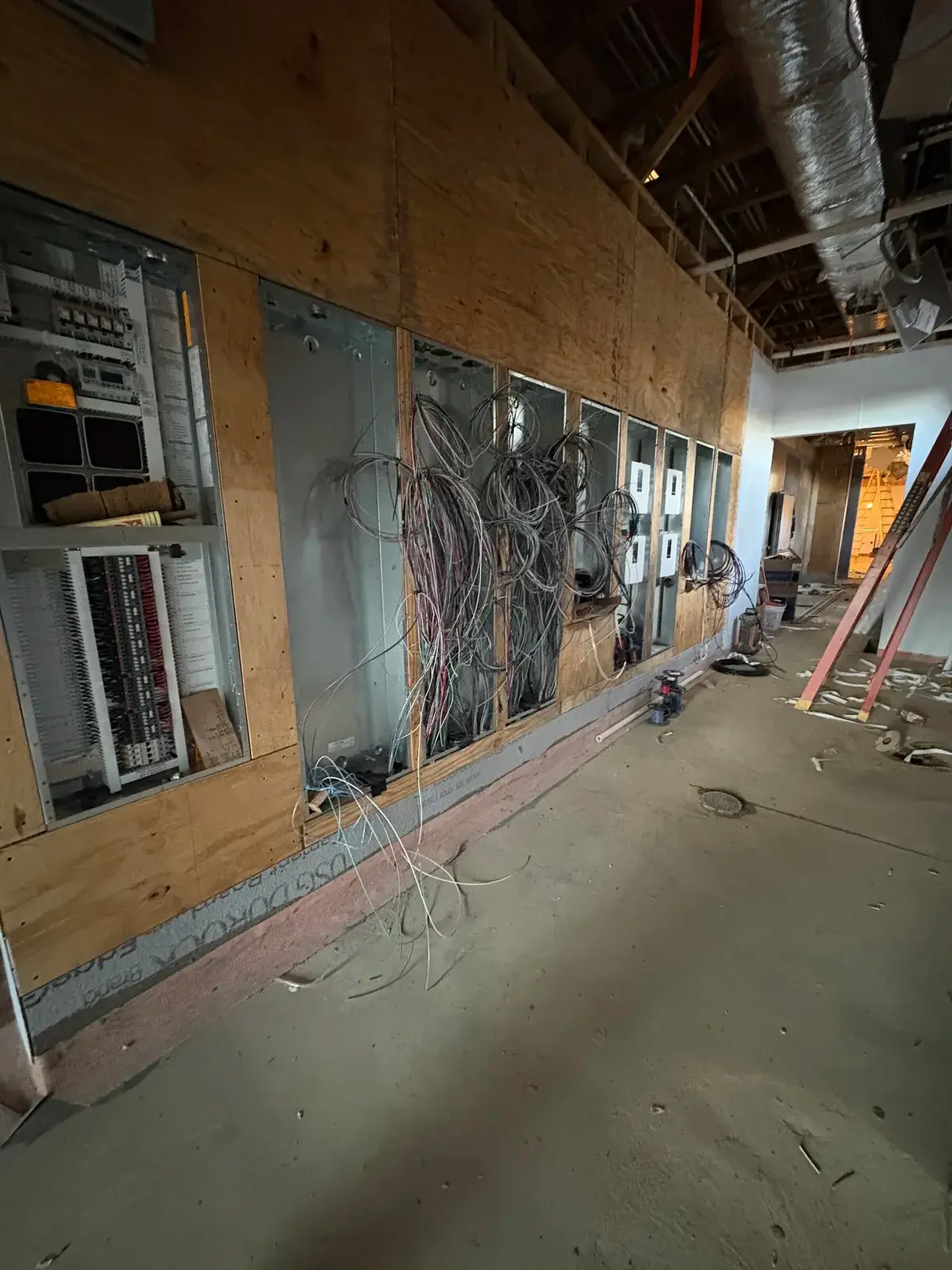 Electrical panel installation on a commercial job in Fairhope, AL